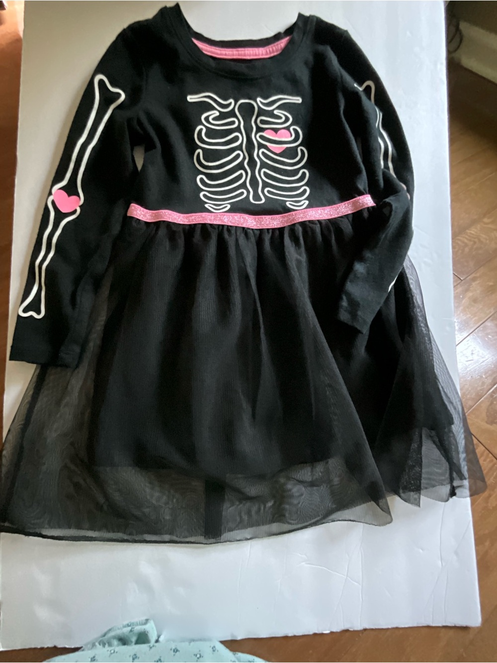 Cat & Jack Black and Pink Skeleton Tulle Dress 5T